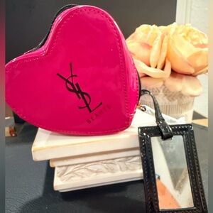 Yves Saint Laurent Beaute Fuchsia Heart Makeup case with attached mirror - GWP